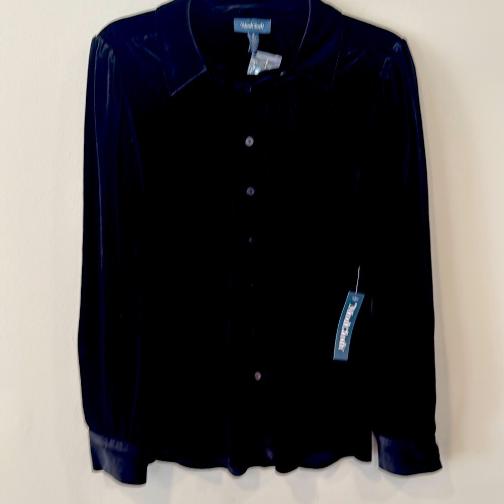 🖤 Modcloth Bee Buzzworthy Black Velvet Button Up Shirt size small 1995 nwt